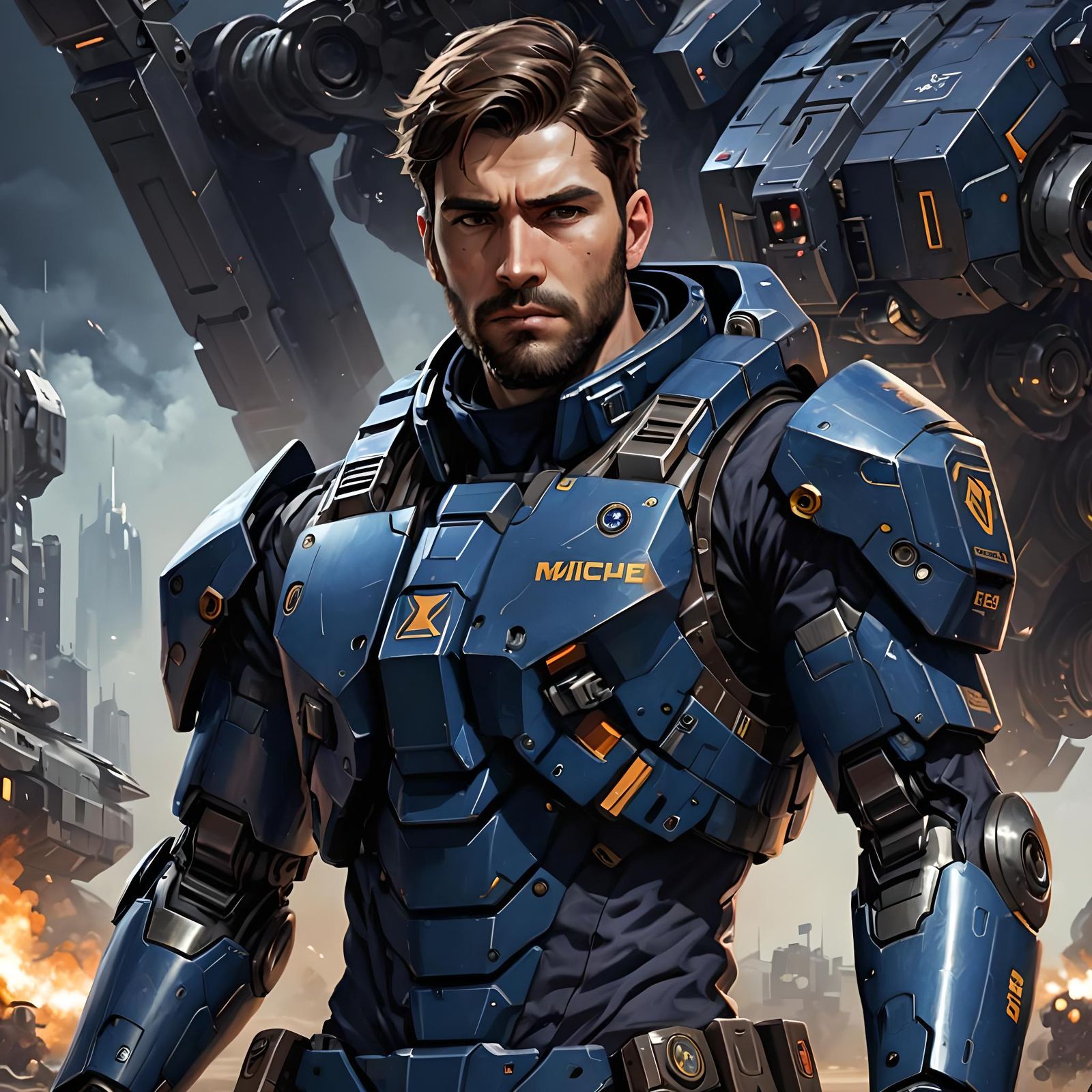 Dark Sci-Fi Mech Pilot in Tactical Gear