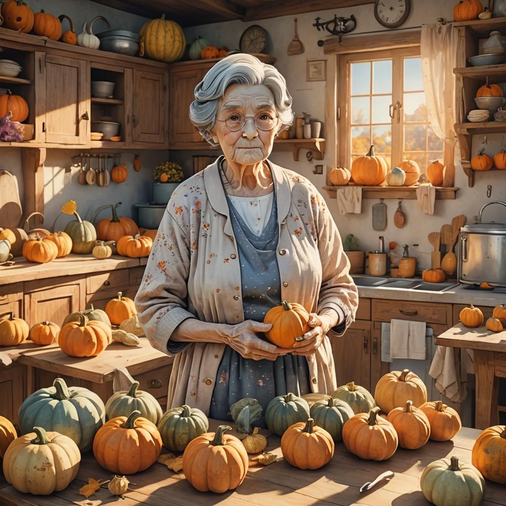 Cozy Kitchen Harvest Scene in Anime 3D CGI