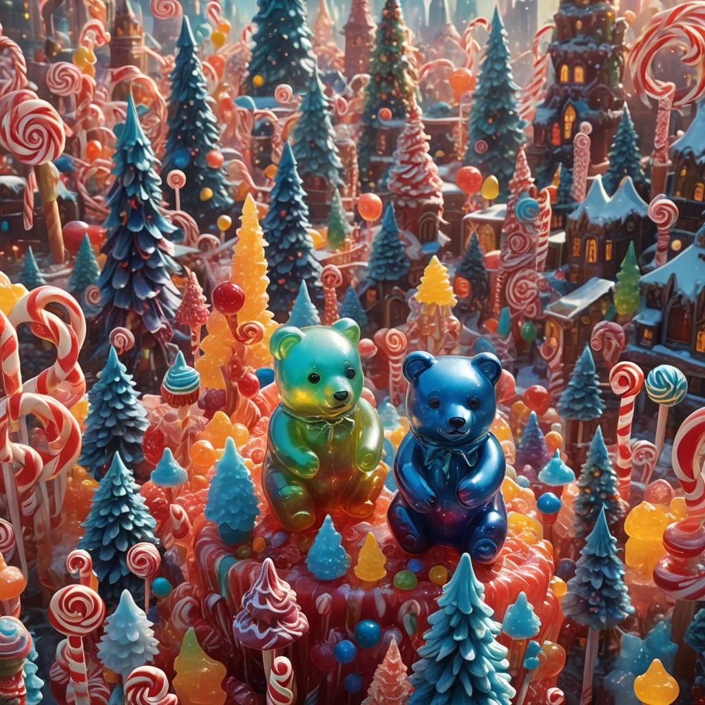 Gummy Bear Hero Over Candy Metropolis