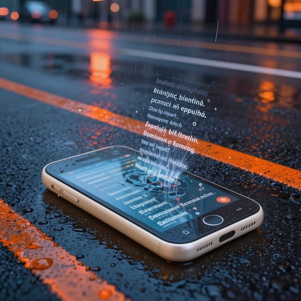 Surreal Digital Art: Translator on Wet Road