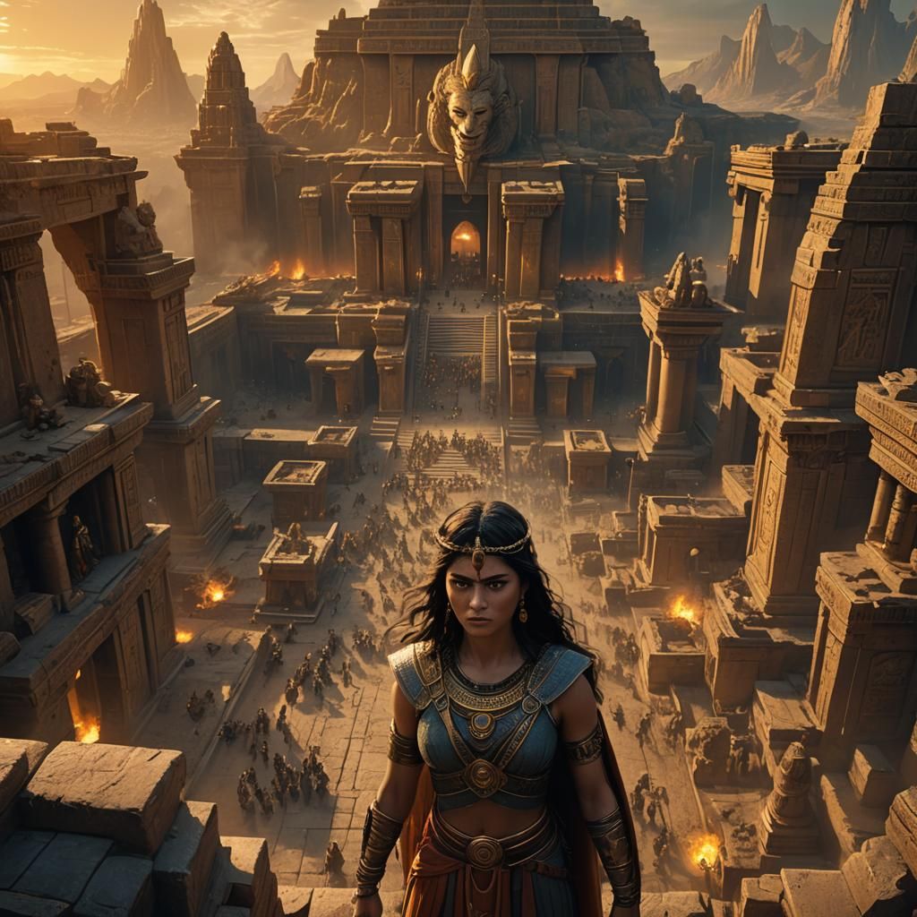 Ishtar's Fury in an Ancient Cityscape