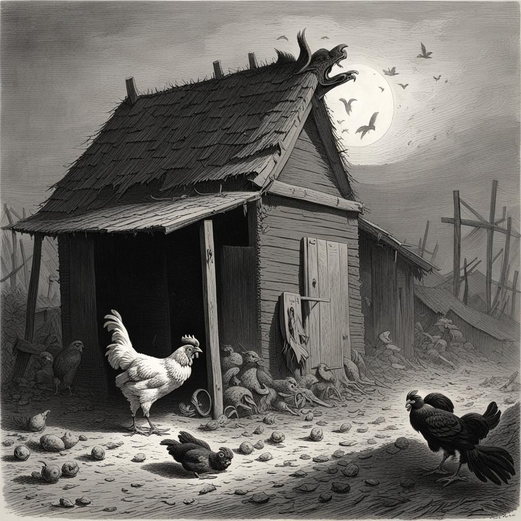 Chicken Waits: A Gothic Horror Scene