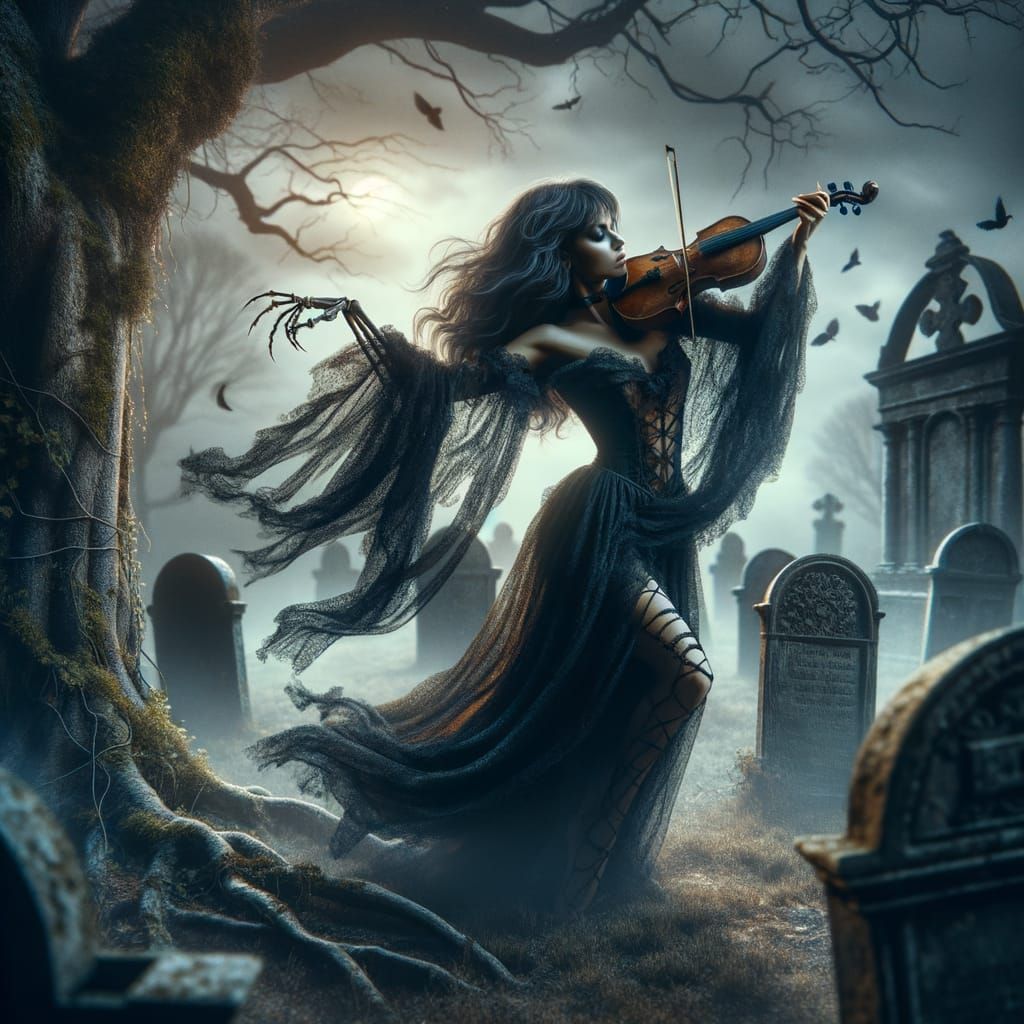 South Asian Witch Enchants Graveyard with Haunting Violin Da...
