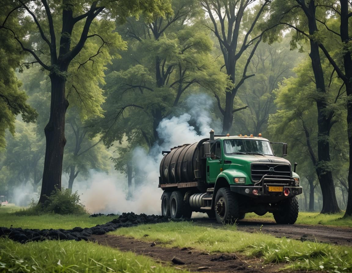 Diesel Truck Spewing Black Smoke Threatens Ecology
