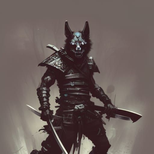 Undead Samurai Wolf: Dark Fantasy Concept Art