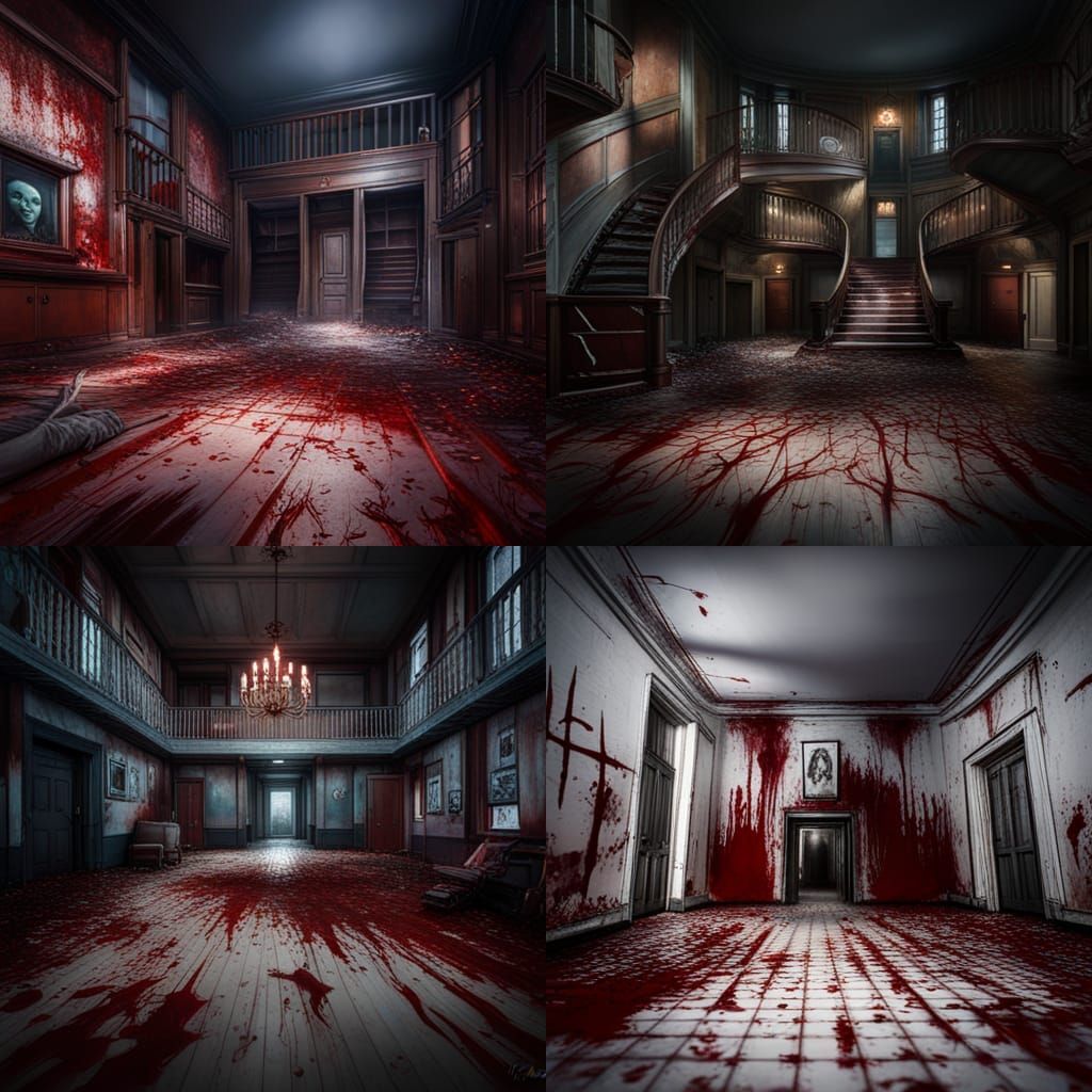 Poltergeist Horror in Asylum: Acrylic on Canvas