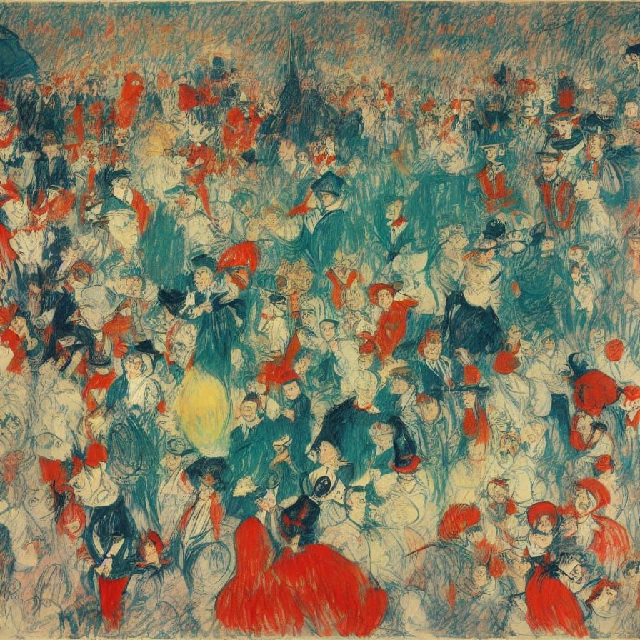 Vibrant Circus Scene in Bold Toulouse-Lautrec Style