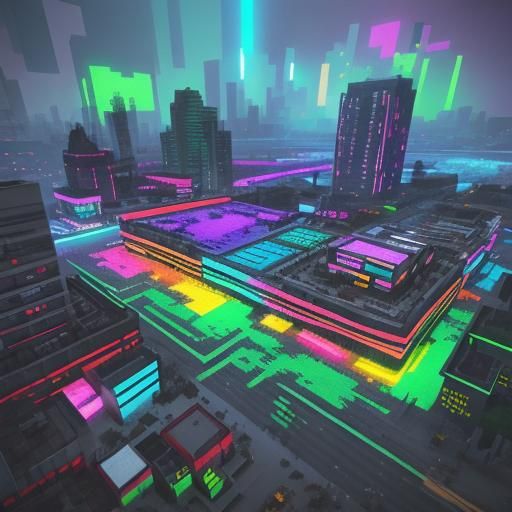 Minecraft Street Art in Ultra-Realistic Style