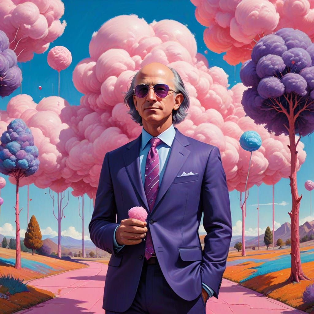 Jeff Bezos in Brightly Colored Wonderland with Majestic Mull...