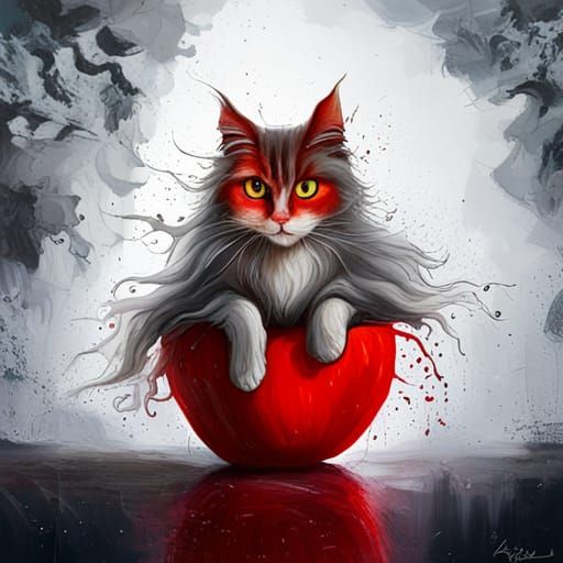 Cat in Apple: Graffiti Style Street Art