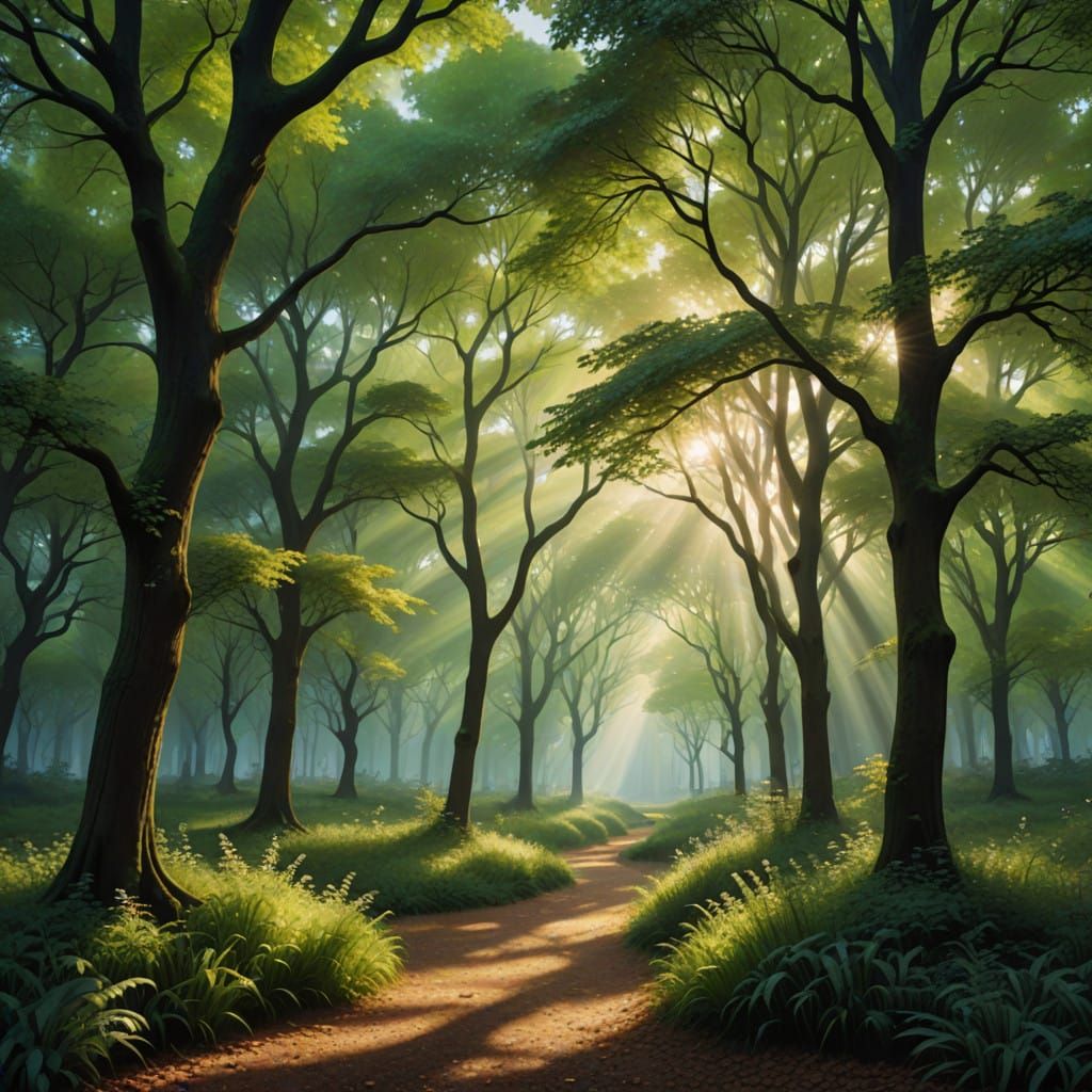 Enchanted Dream Forest in Ethereal Light