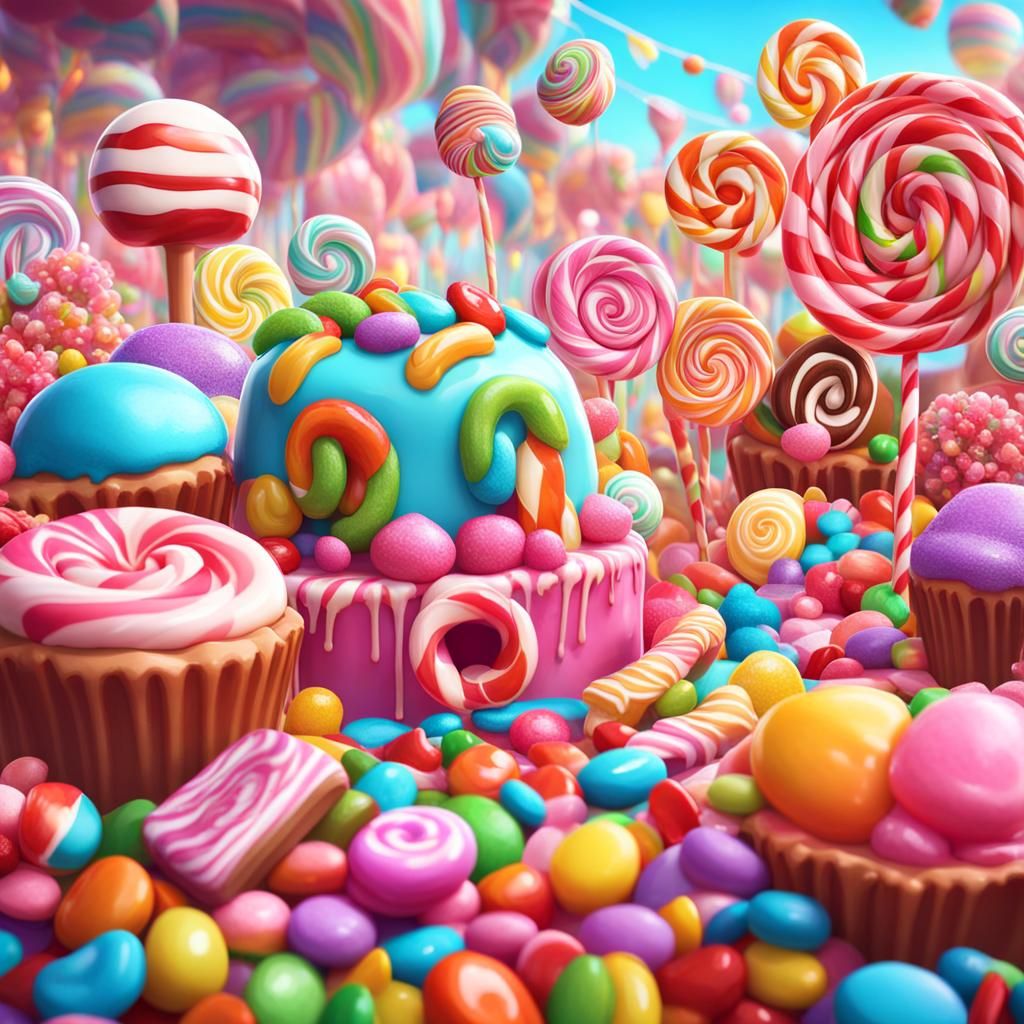 Whimsical Candyland Art in Digital Illustration Style