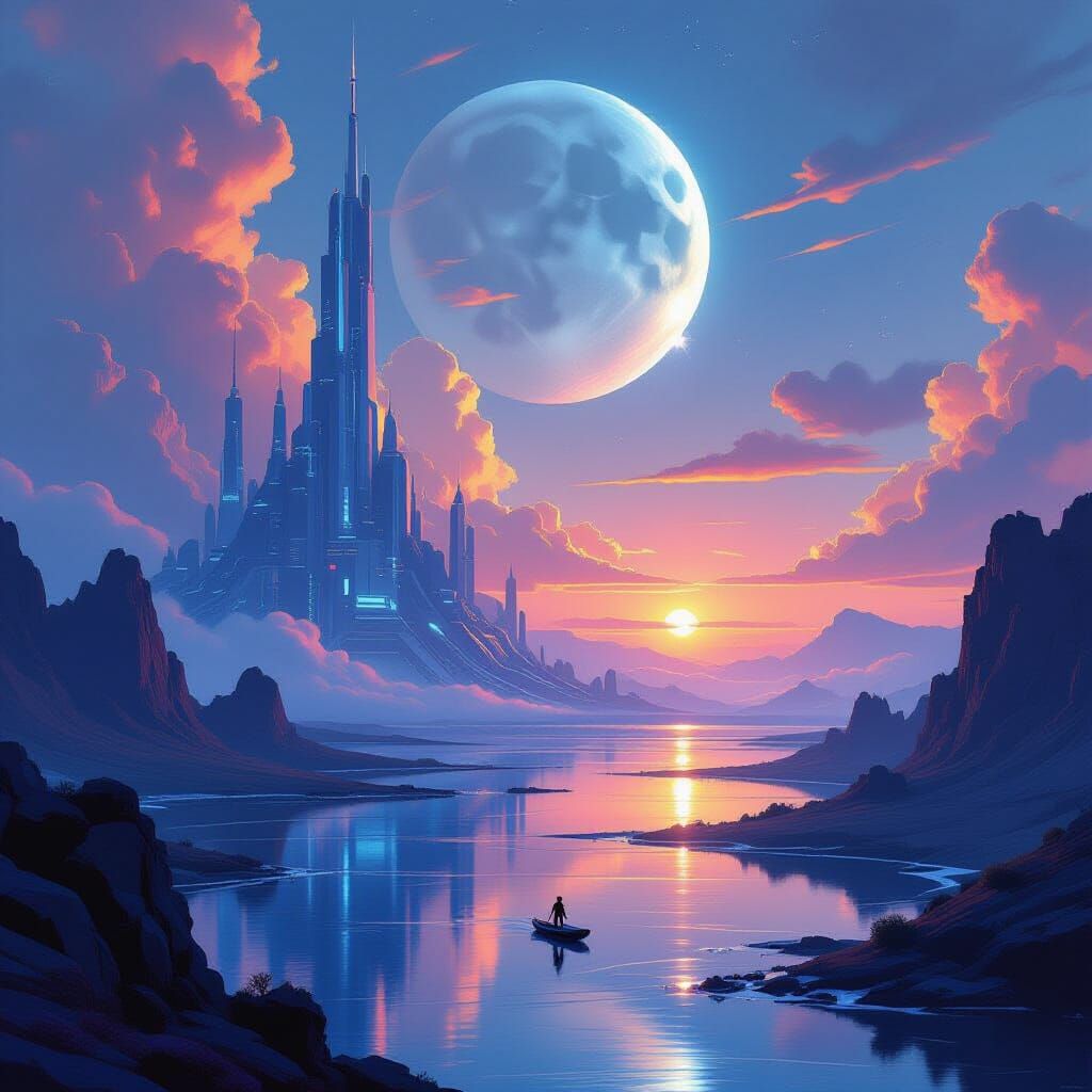 Dreamlike Scene in Futuristic Mystical Style