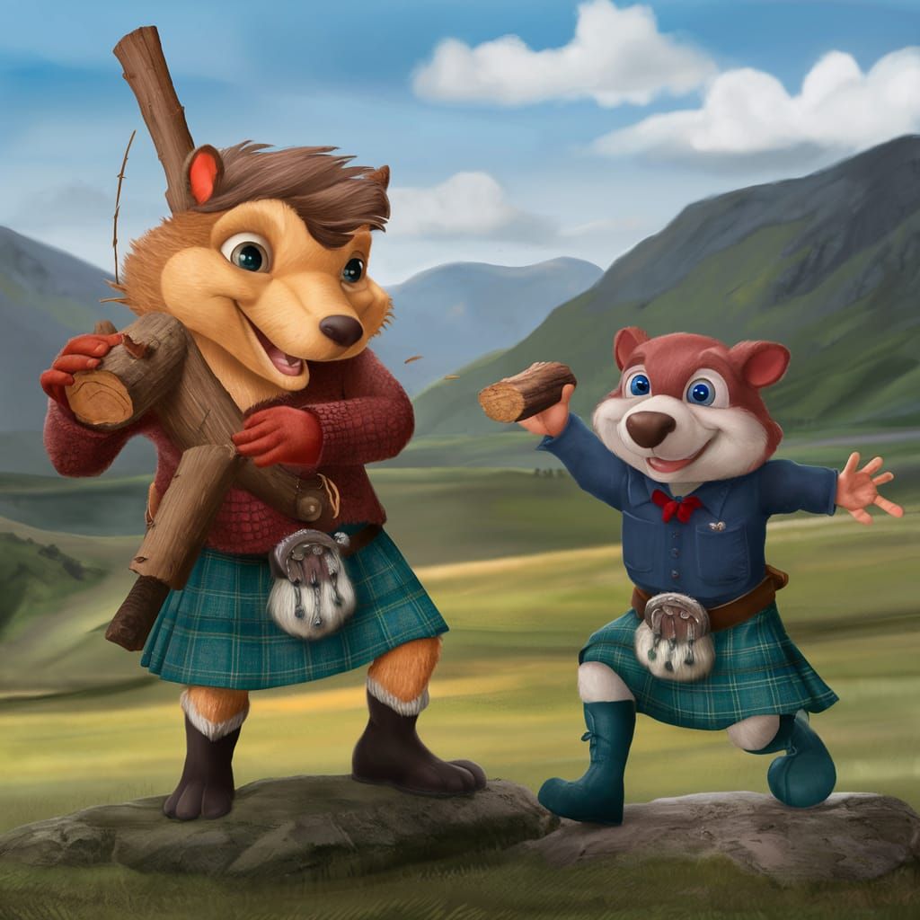 Woodchuck Throws Log to Scottish Highlander in the Highlands