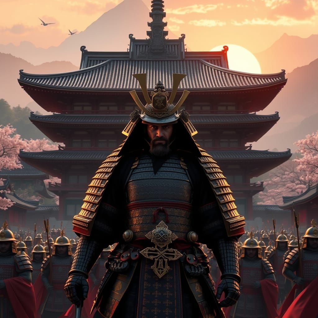 Shogun Leads Army into Ancient Japanese Temple