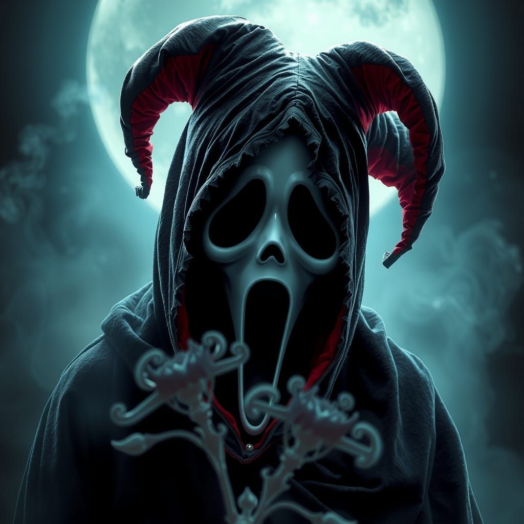 Ghostface as Jester in Dreamy Landscape