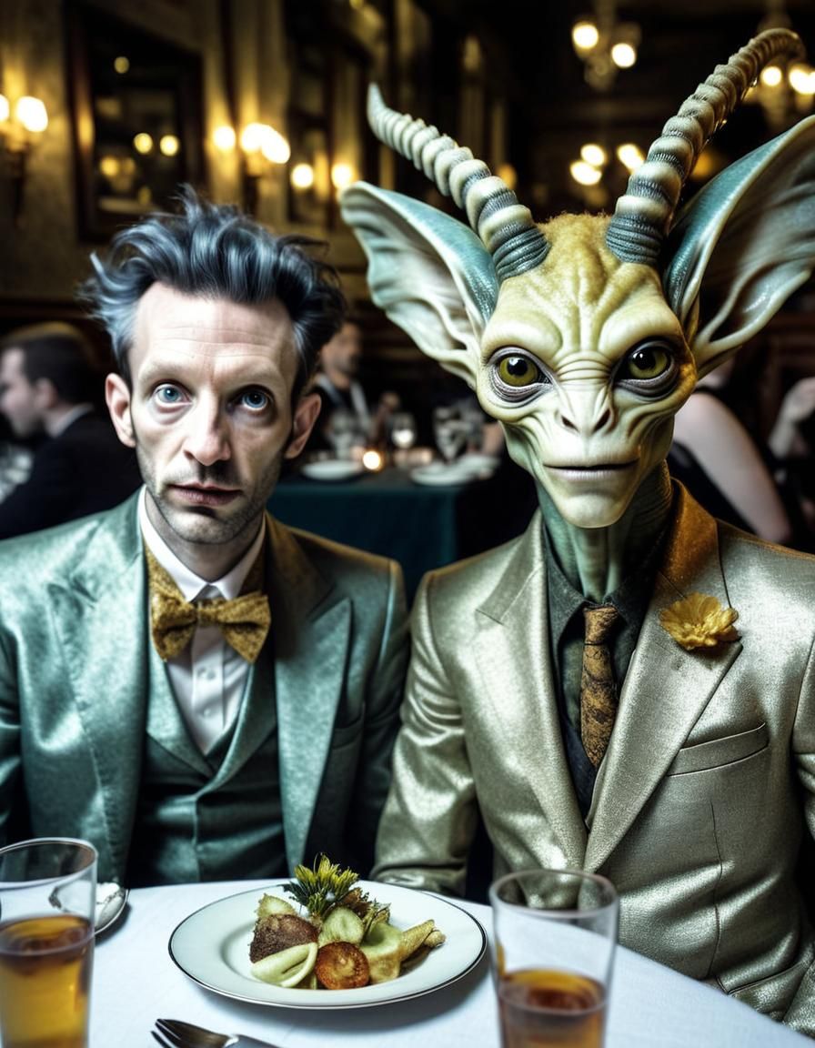 Elegant People at Art Gallery, Hyperrealistic Style