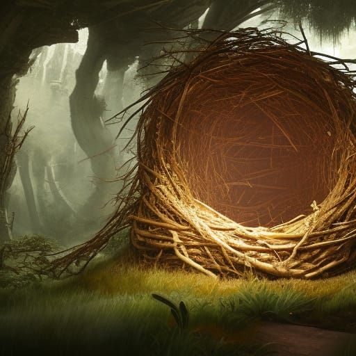Abstract Nest of Natural Materials: Detailed Matte Painting