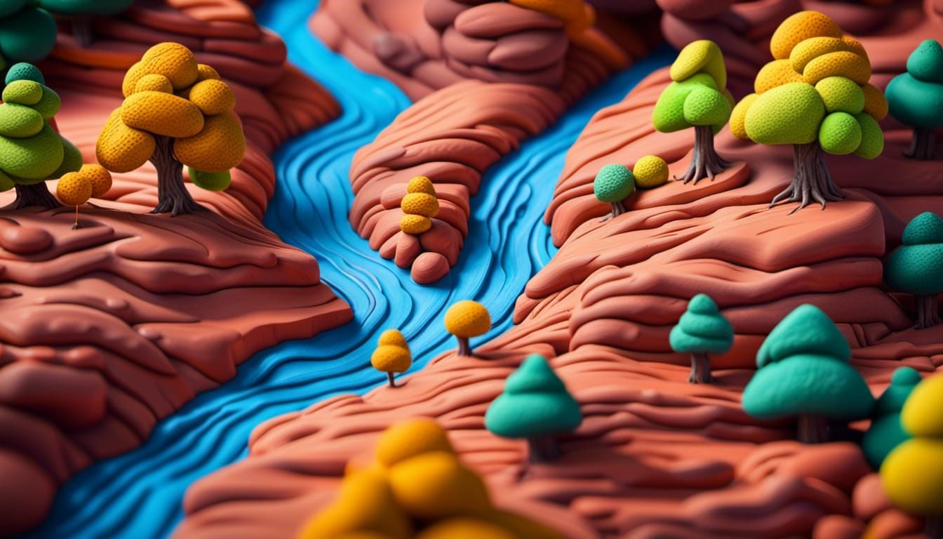 Colorful Clay Landscape with Dynamic Lighting