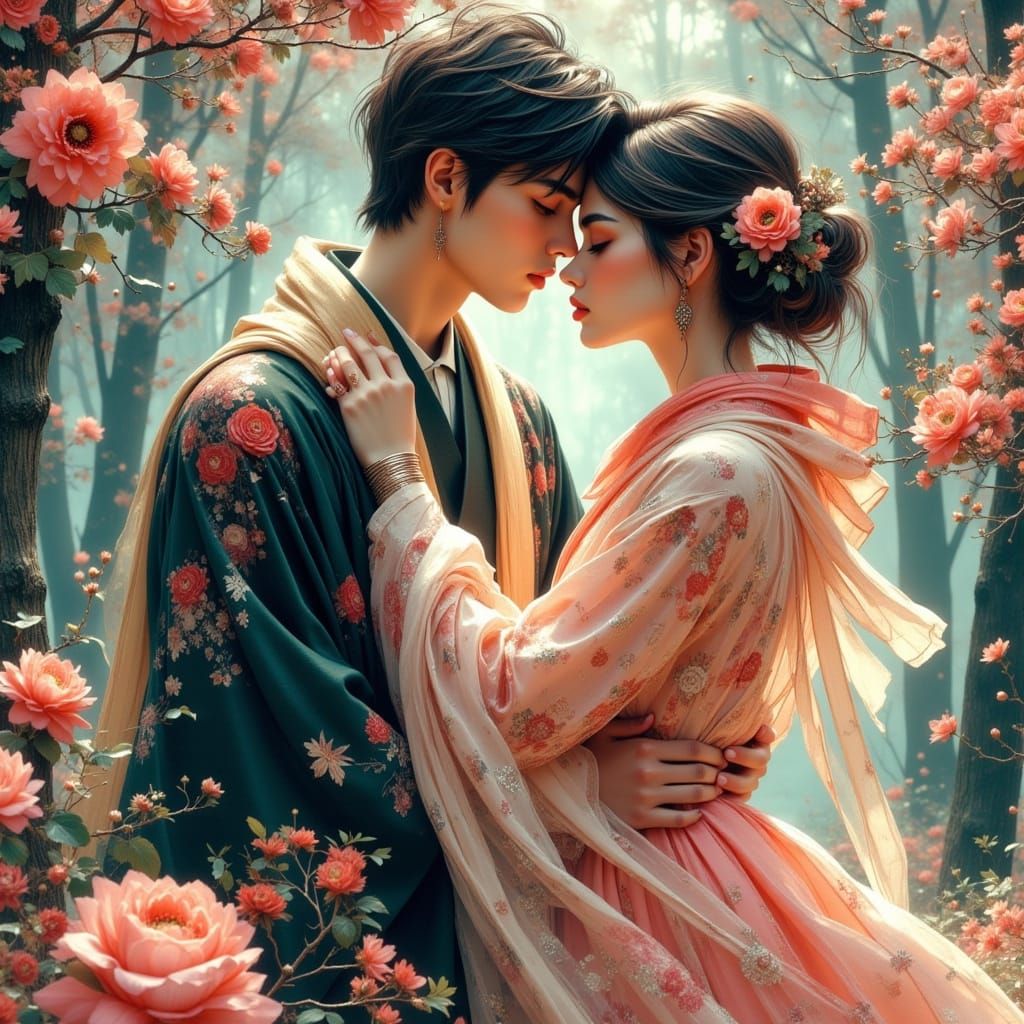 Woman in Invisibility Cloak with Fuji Yama Landscape