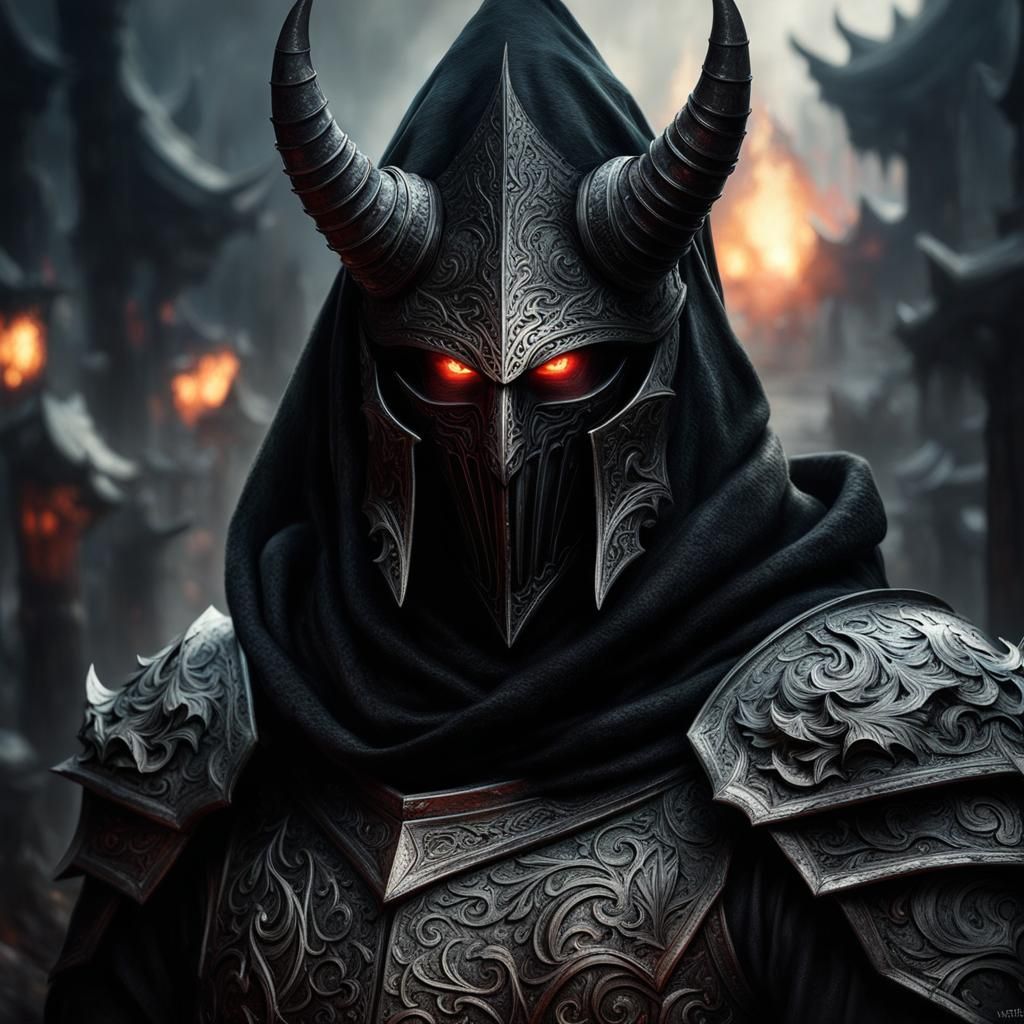 Fierce Armored Nazgul Demon Hyperdetailed Portrait