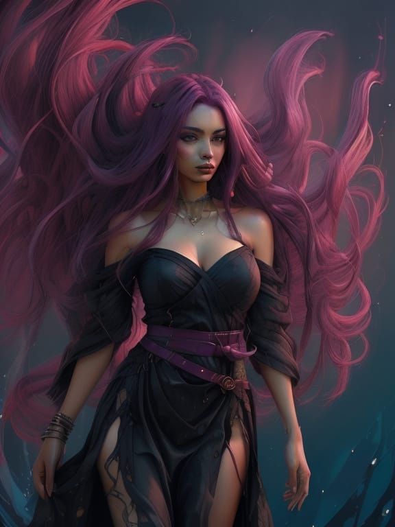 a woman with a beautiful dress