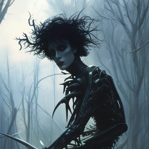 Dark Fantasy Edward Scissorhands Skeleton, Detailed Art