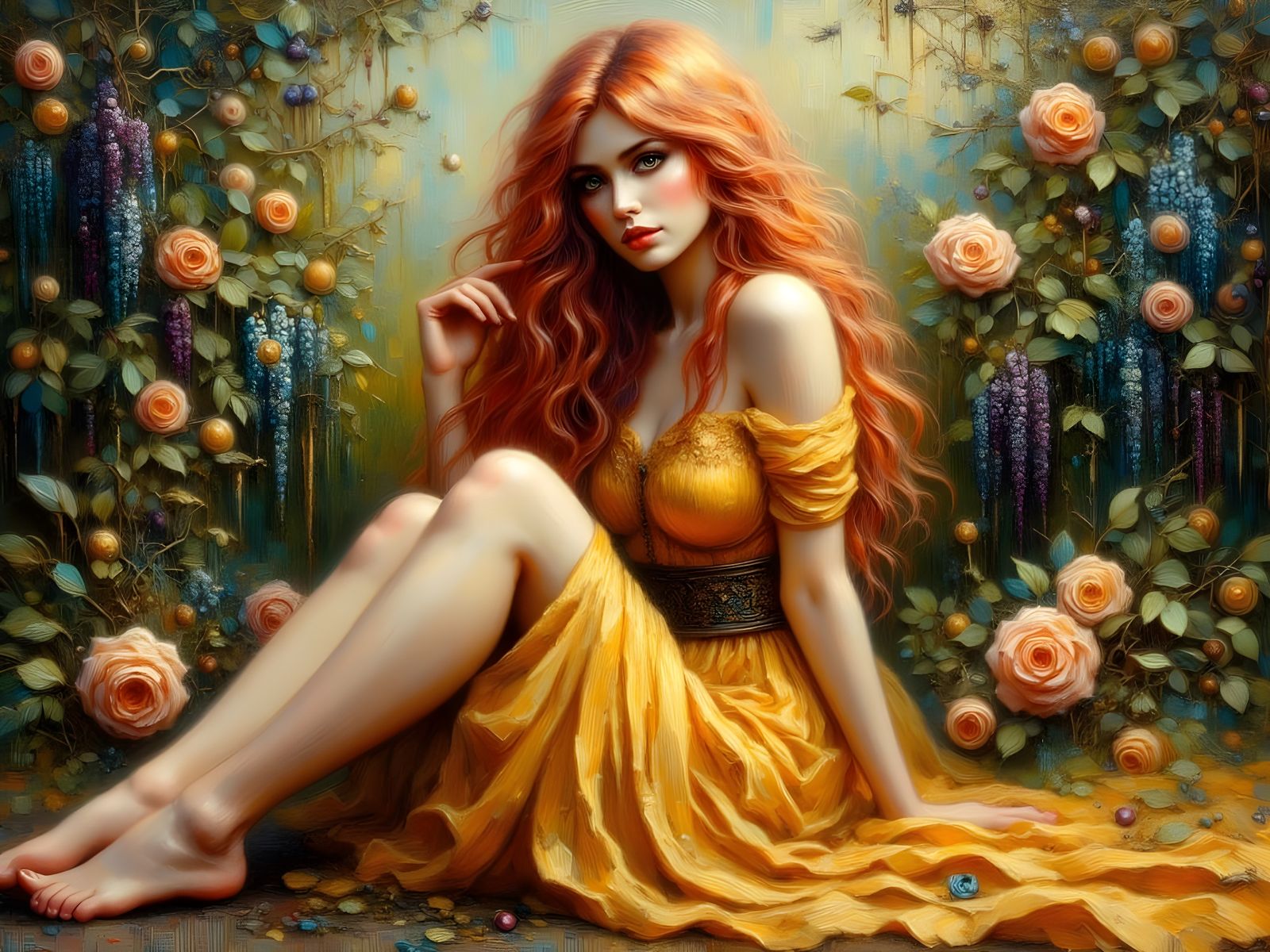 Norse Goddess in Romantic Goth Impasto Style