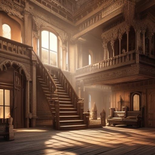 Grand Old House with Wooden Staircases