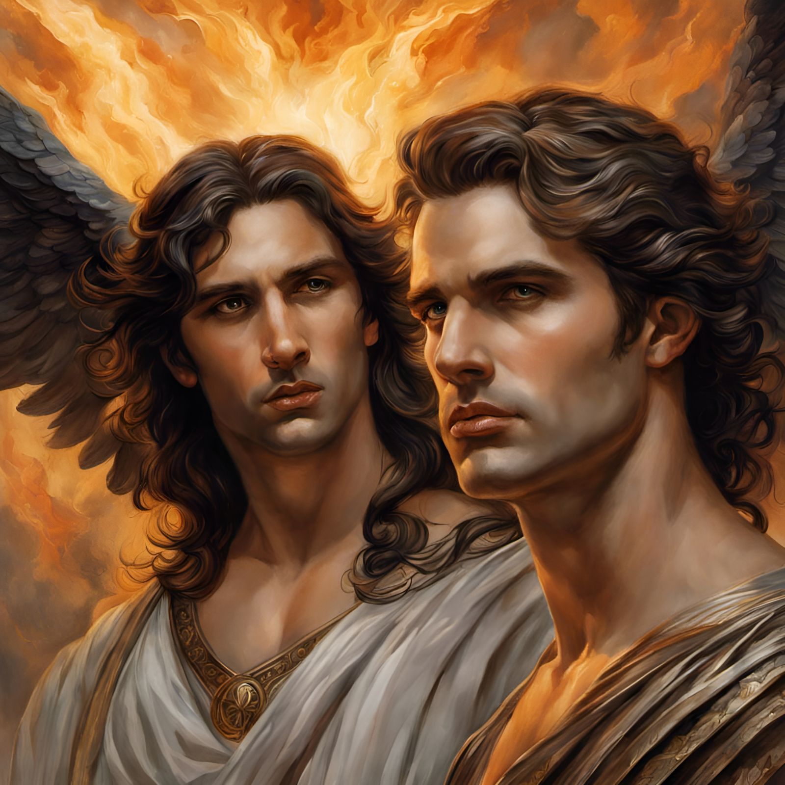 Fallen Angels Descending From Heaven as Watercolor Painting