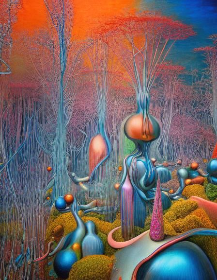 Alone in Simulation: Surreal Fairytale in Oil on Ceramic