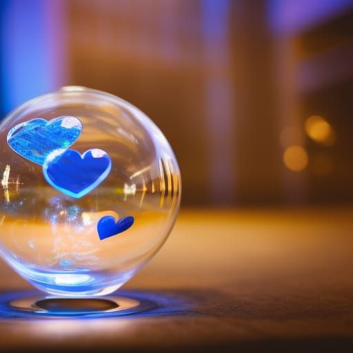 Heart Within Glass Sphere with Blue Lightning
