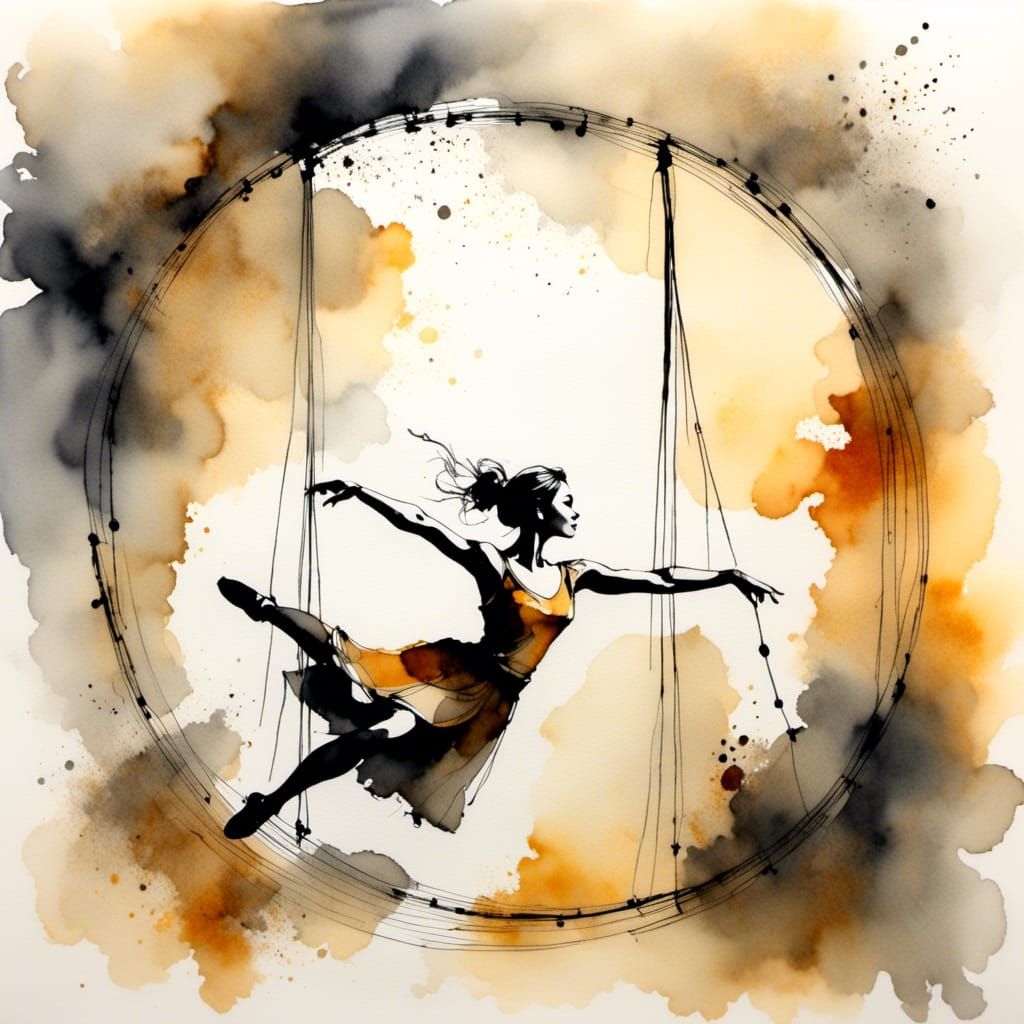 Trapeze Artist in Spotlight: Alcohol Ink Sketch Art