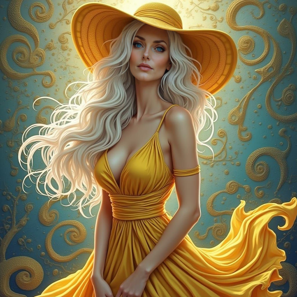 Elegant Woman in Vibrant Yellow Attire