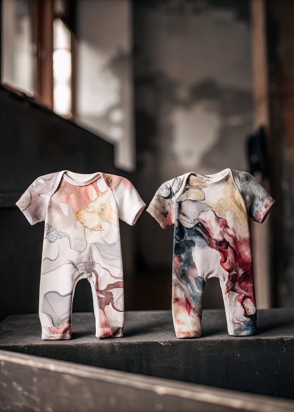 Acrylic Wash Painted on Glass Couture Dollequins Rocking Onesies