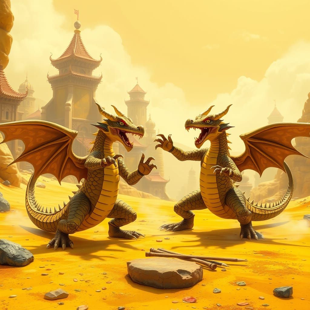 Dragons Practice Martial Arts in Reptilian Style