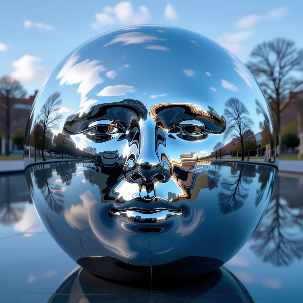 Reflective Figure Gazing Into Infinity