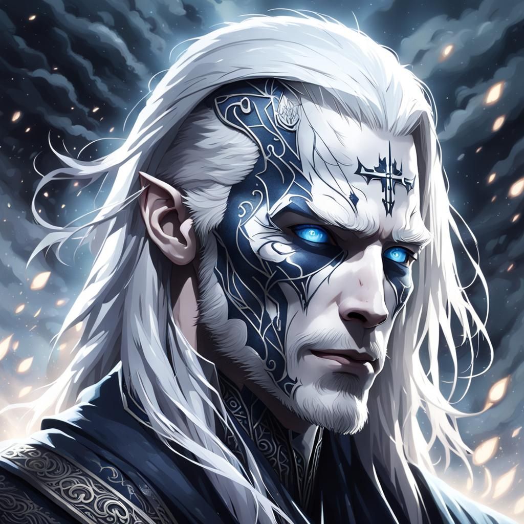 Mystic Elf Portrait with Runic Cloak