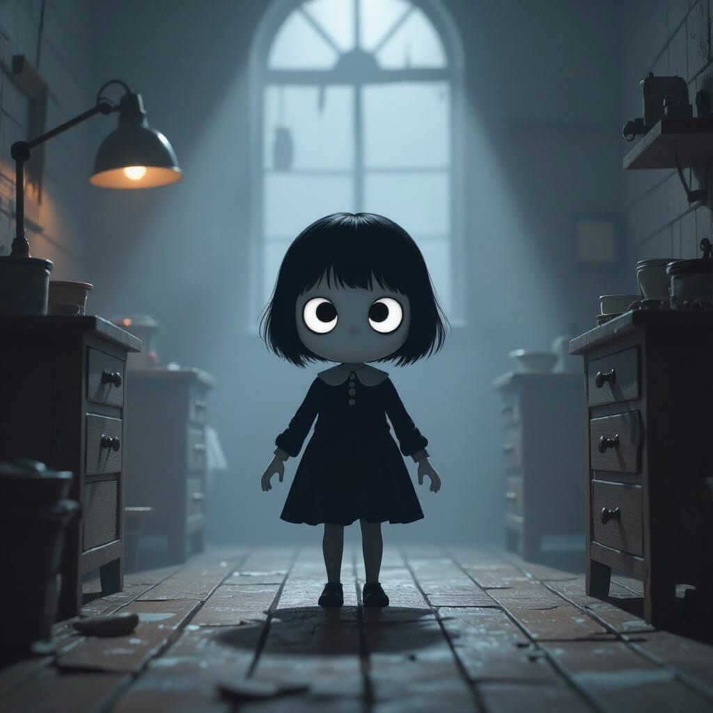 Shadow Girl Escapes Sinister Workshop in Burton-esque Style