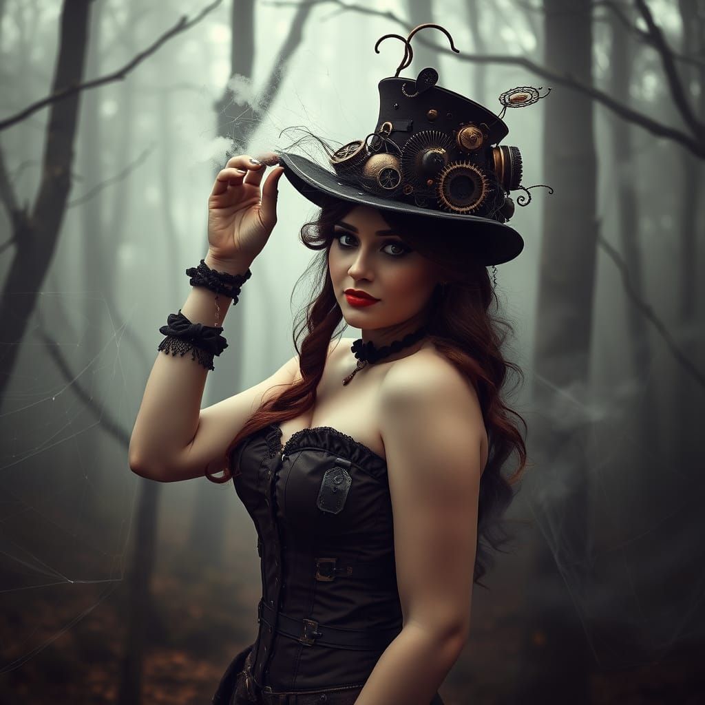 Steampunk Siren in Whispers of the Foggy Forest