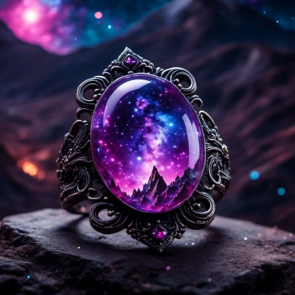 Purple Galaxy Ring with Night Sparkle Effect