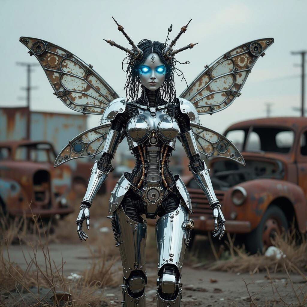 Automotive Fairy in Junkyard, Steampunk Style