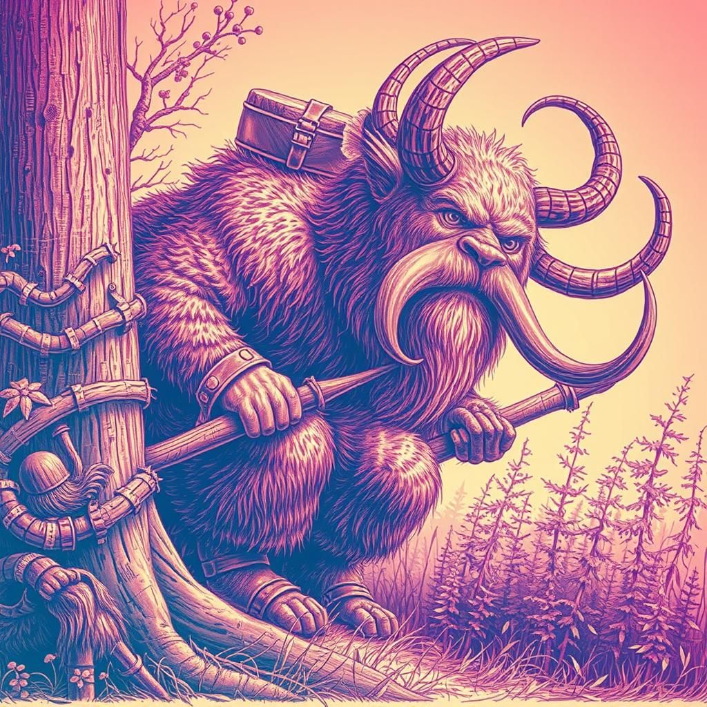 Lumberjack Hiding From Wampus: Antique Hologram