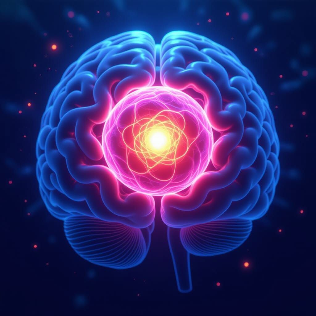 Ethereal Nucleus Portal Inside Bioluminescent Brain