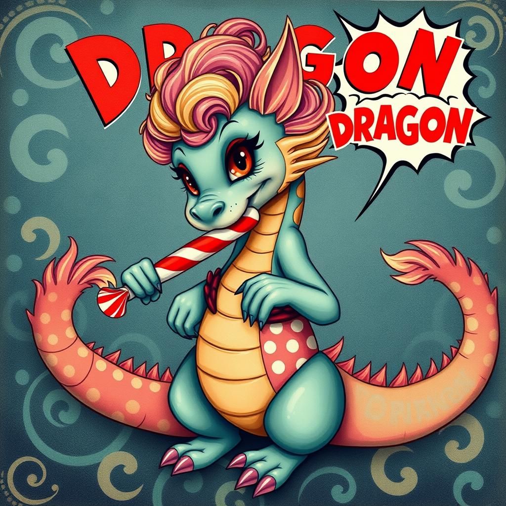 Art Deco Dragon in Cartoon Style