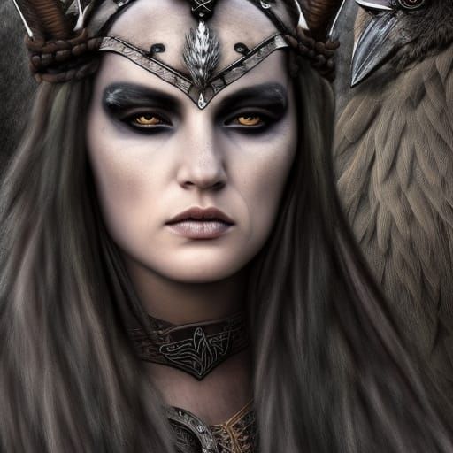Gothic Viking Warrior Queen Portrait in Hyperrealism