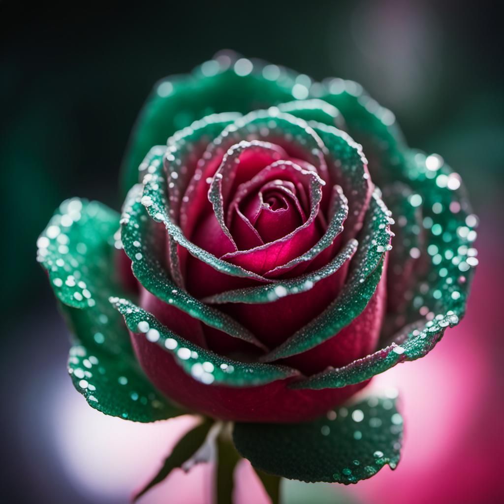 Crystalline Ruby and Emerald Rose: Professional Photography