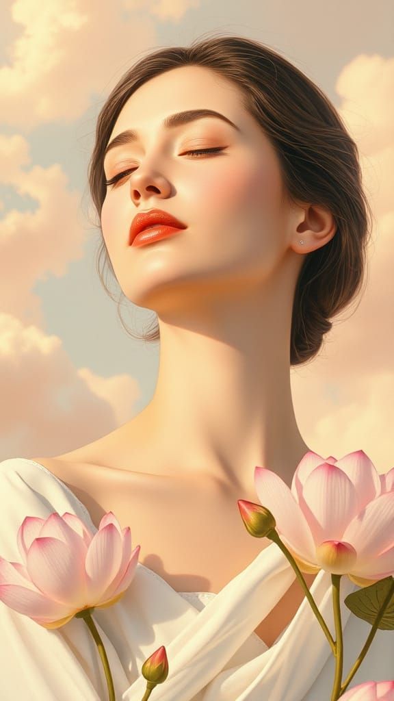 Dreamy Woman in Soft Pastel Hues