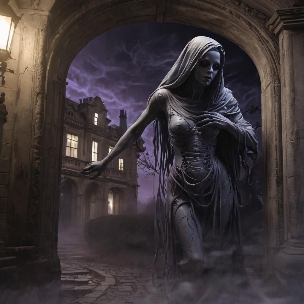 Surreal Gothic Ghost Haunts a Twisted Manor