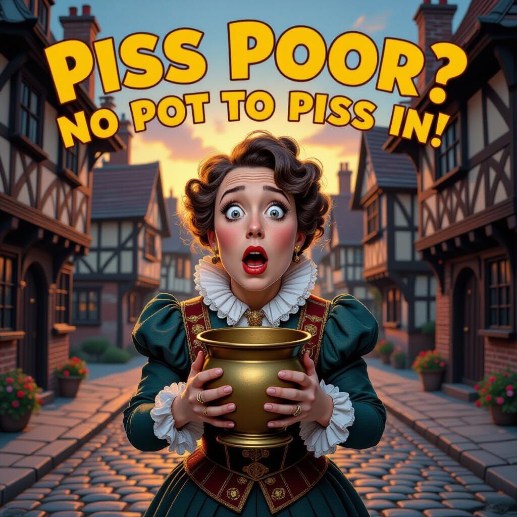 Shocked Person with Empty Chamber Pot in Tudor England